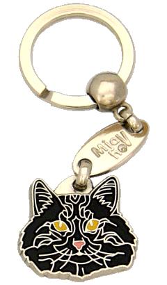 Norveška gozdna mačka črna <br> (obesek za ključe, Gravura vključena v ceno)